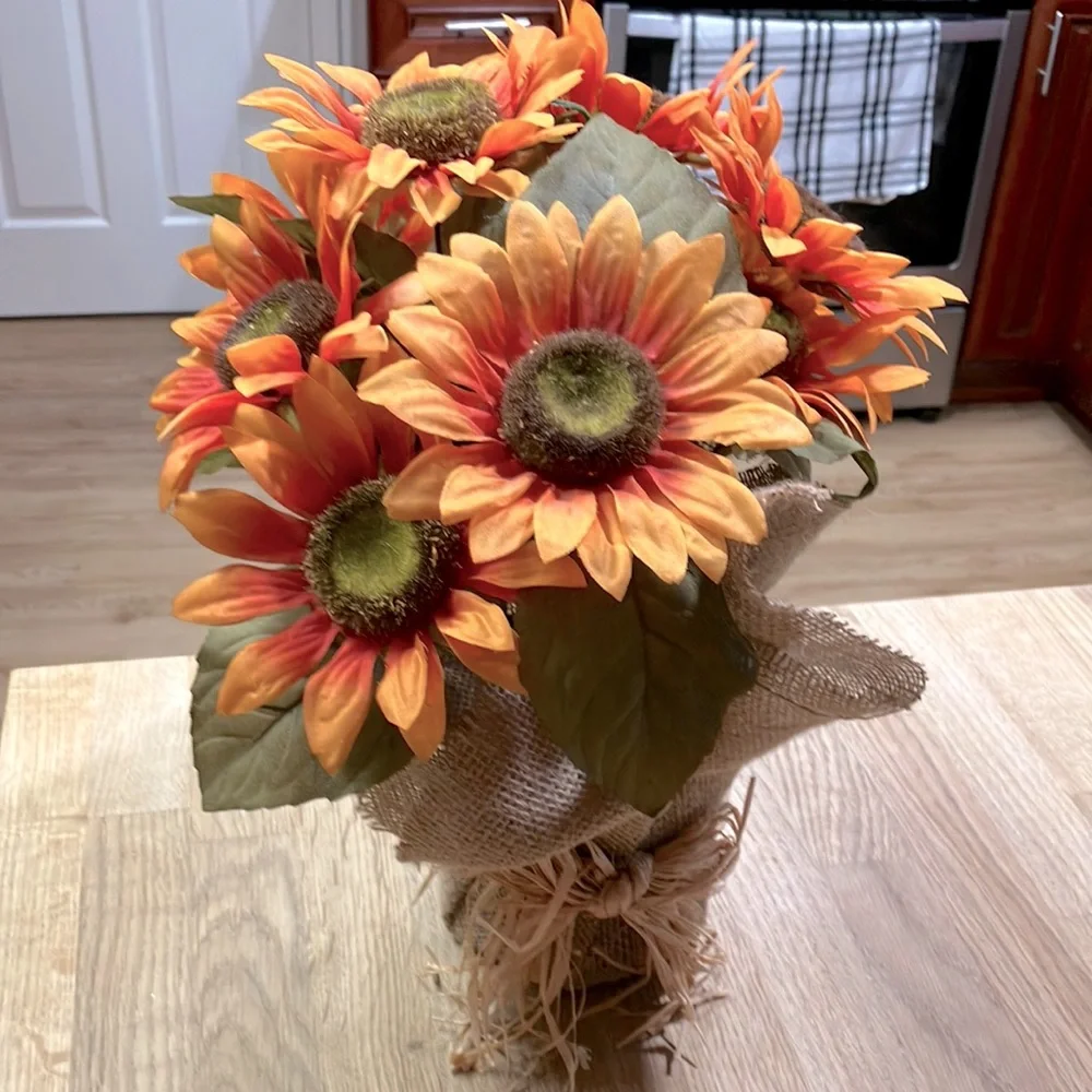 VINTAGE 80’S SUNFLOWER CENTERPIECE FAUX FLORAL AUTUMN ARRANGEMENT